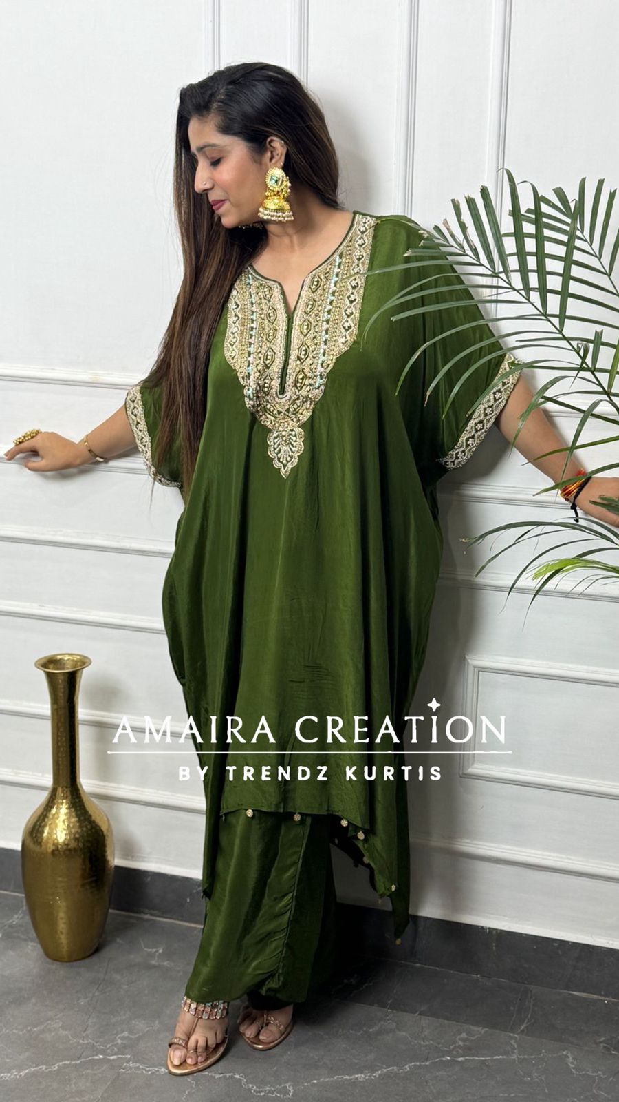 Premium Crepe  Kaftan  Set