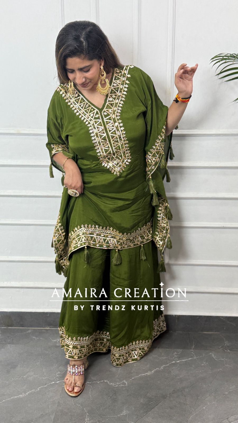 Premium Chinnon Gotta Patti Designer Kaftan Set