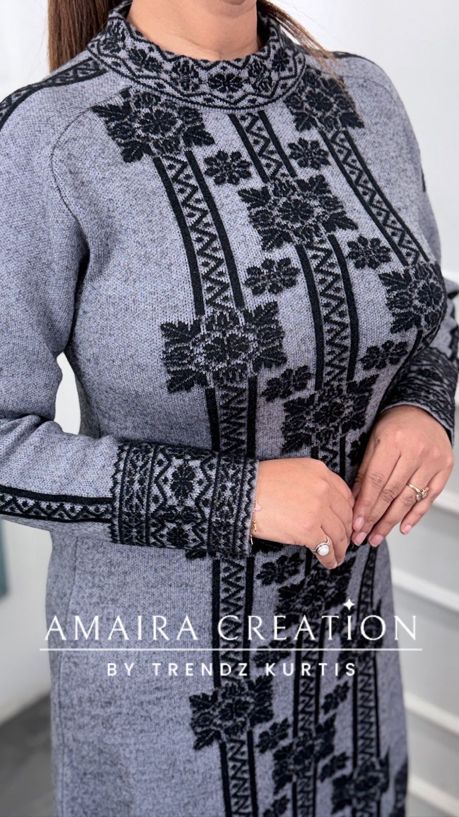 Premium Woolen Bluish Grey Colour Dress