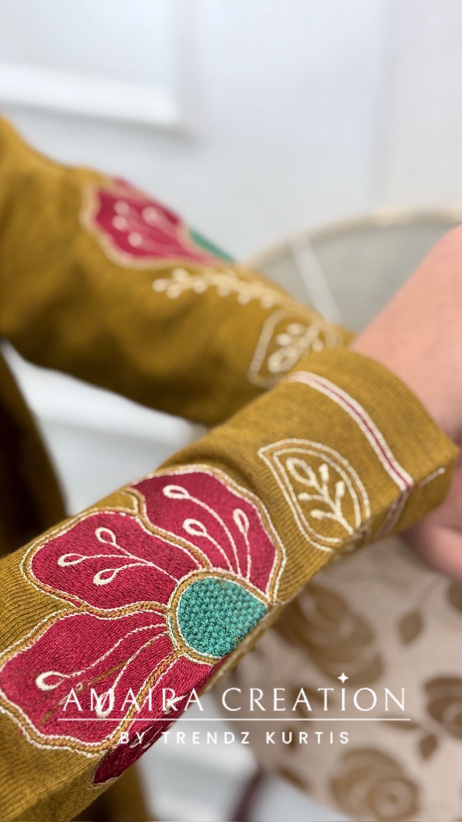 Premium Woolen Mustard Color Embroidered Set