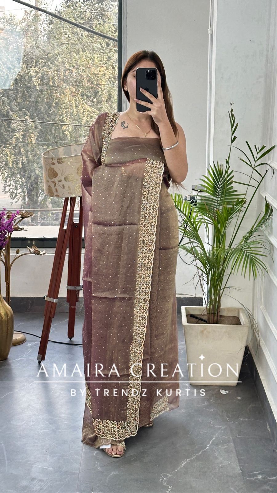 Premium Shimmer Silk Dark Onion Color Sequin Emblishment Unstitched Suit