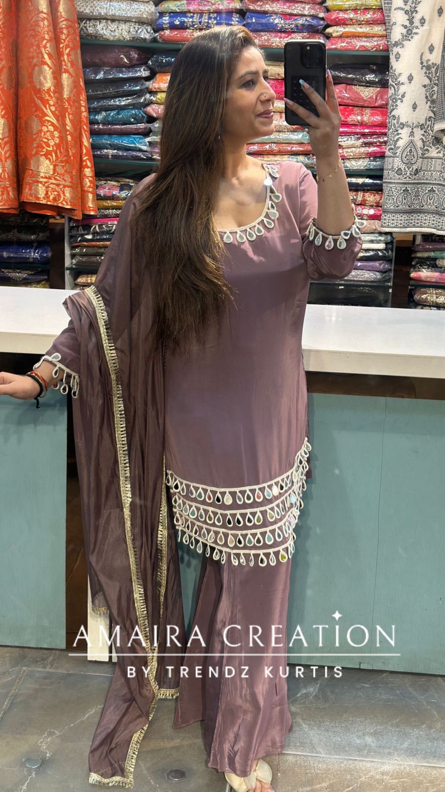 Premium Crepe Lavender Pakistani Style Cord Set With Dupatta