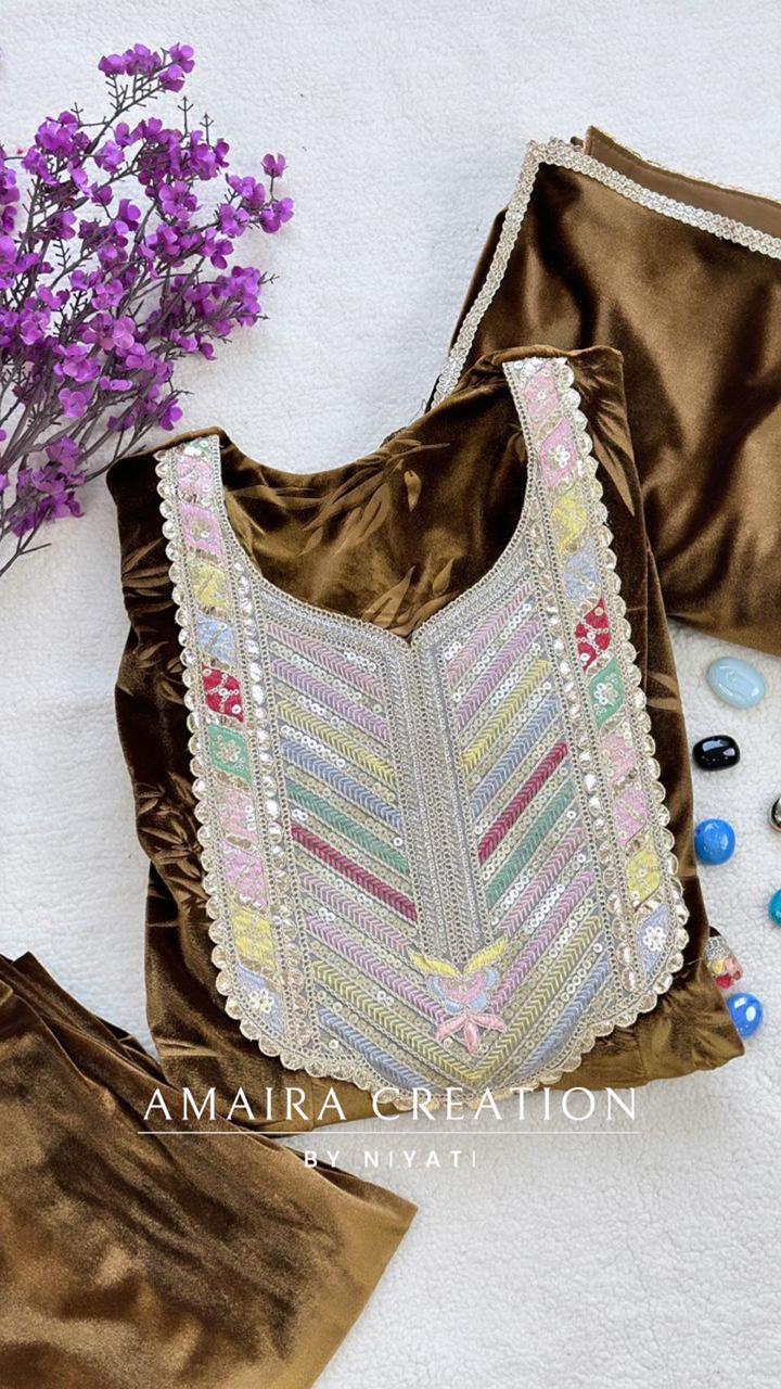 Premium Velvet Peplum Pant Set