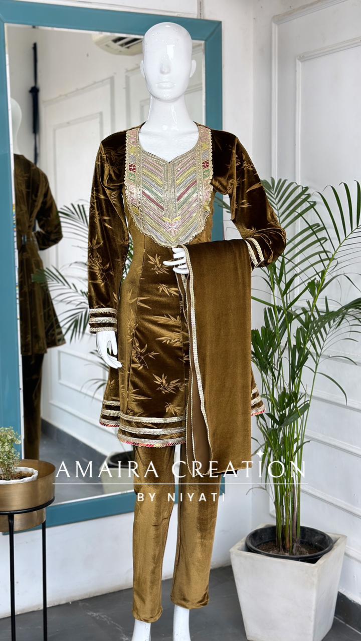 Premium Velvet Peplum Pant Set