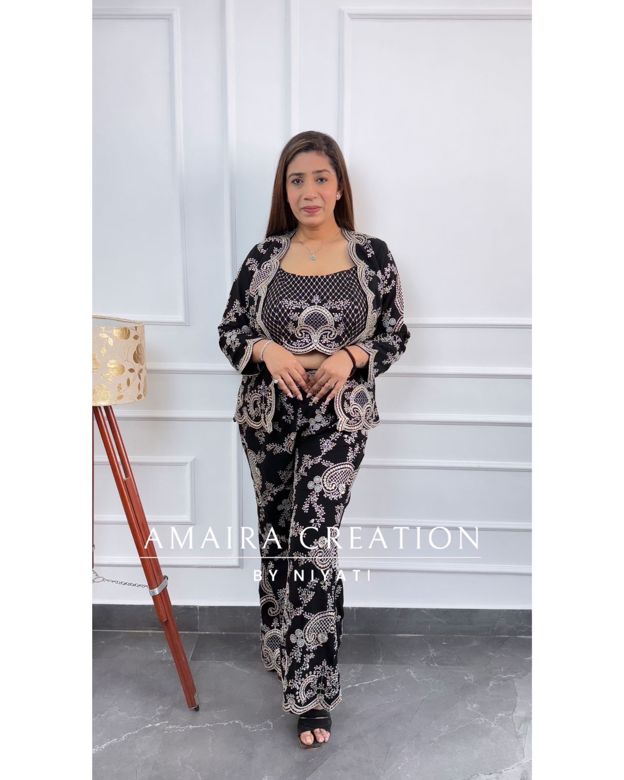 Black Color Indo western 3 Piece Set