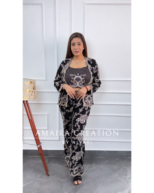 Black Color Indo western 3 Piece Set