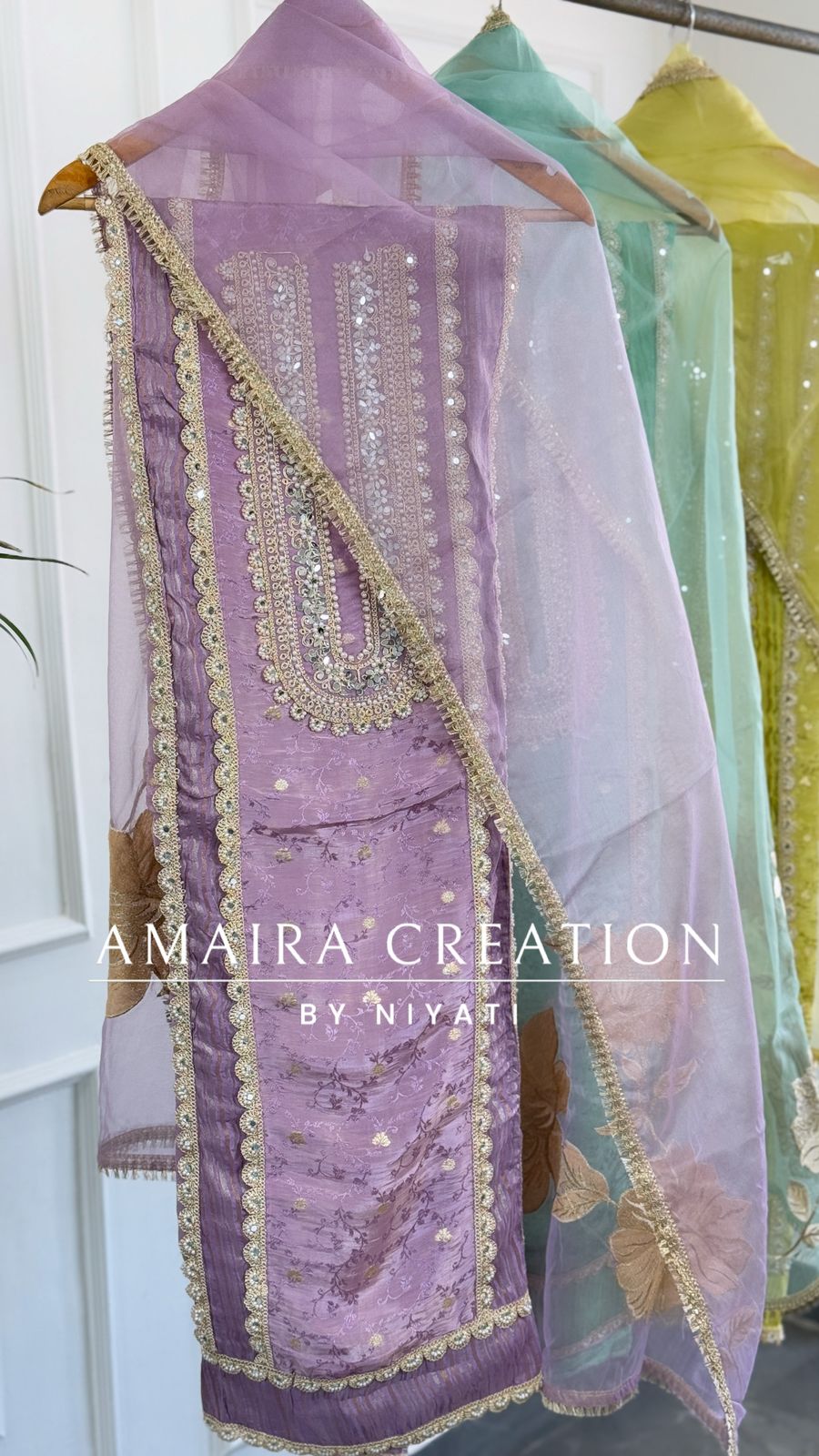 Pearl Work Organza Fabric Unstitch Suit With Beautiful Dupatta