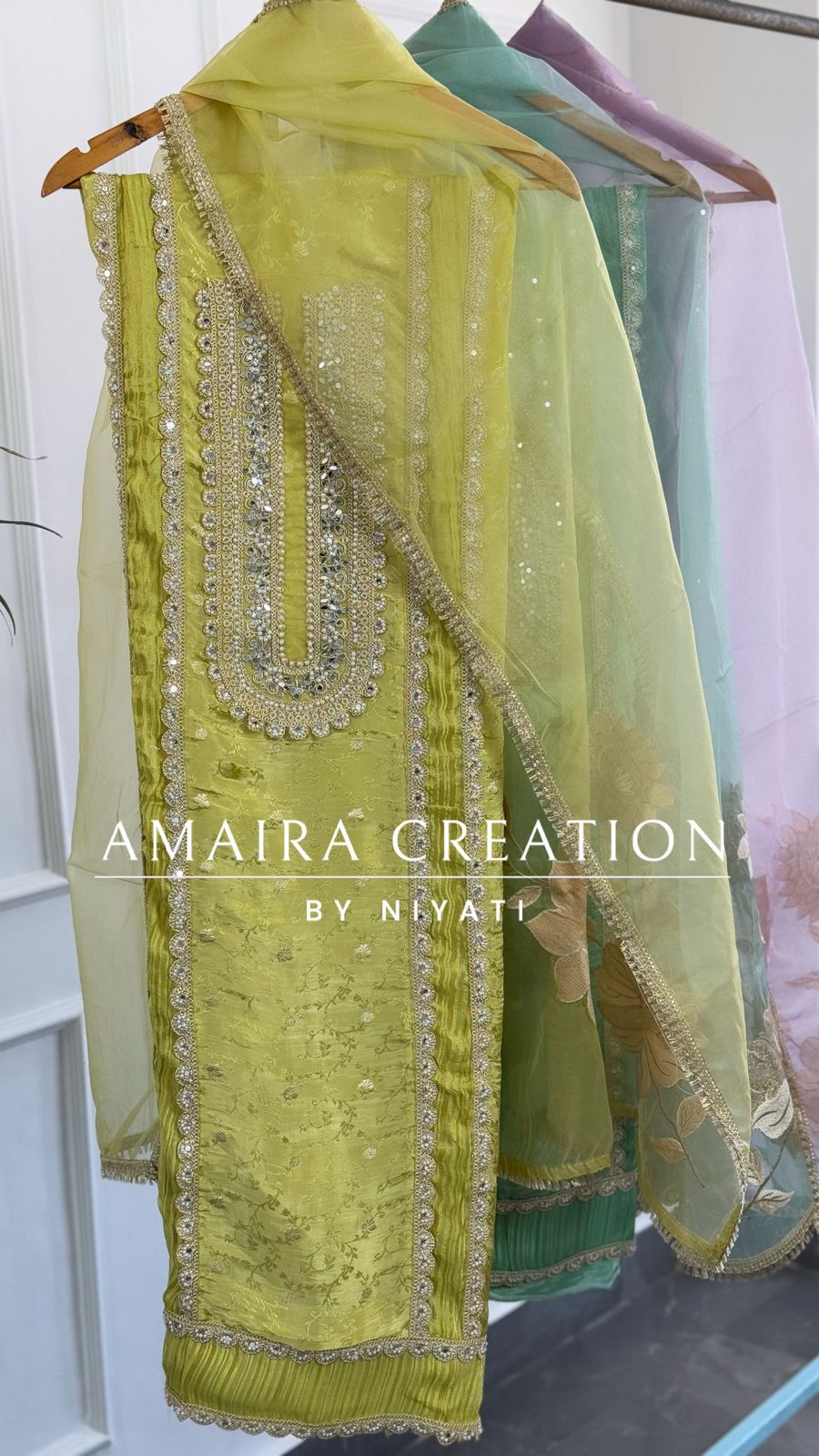 Pearl Work Organza Fabric Unstitch Suit With Beautiful Dupatta