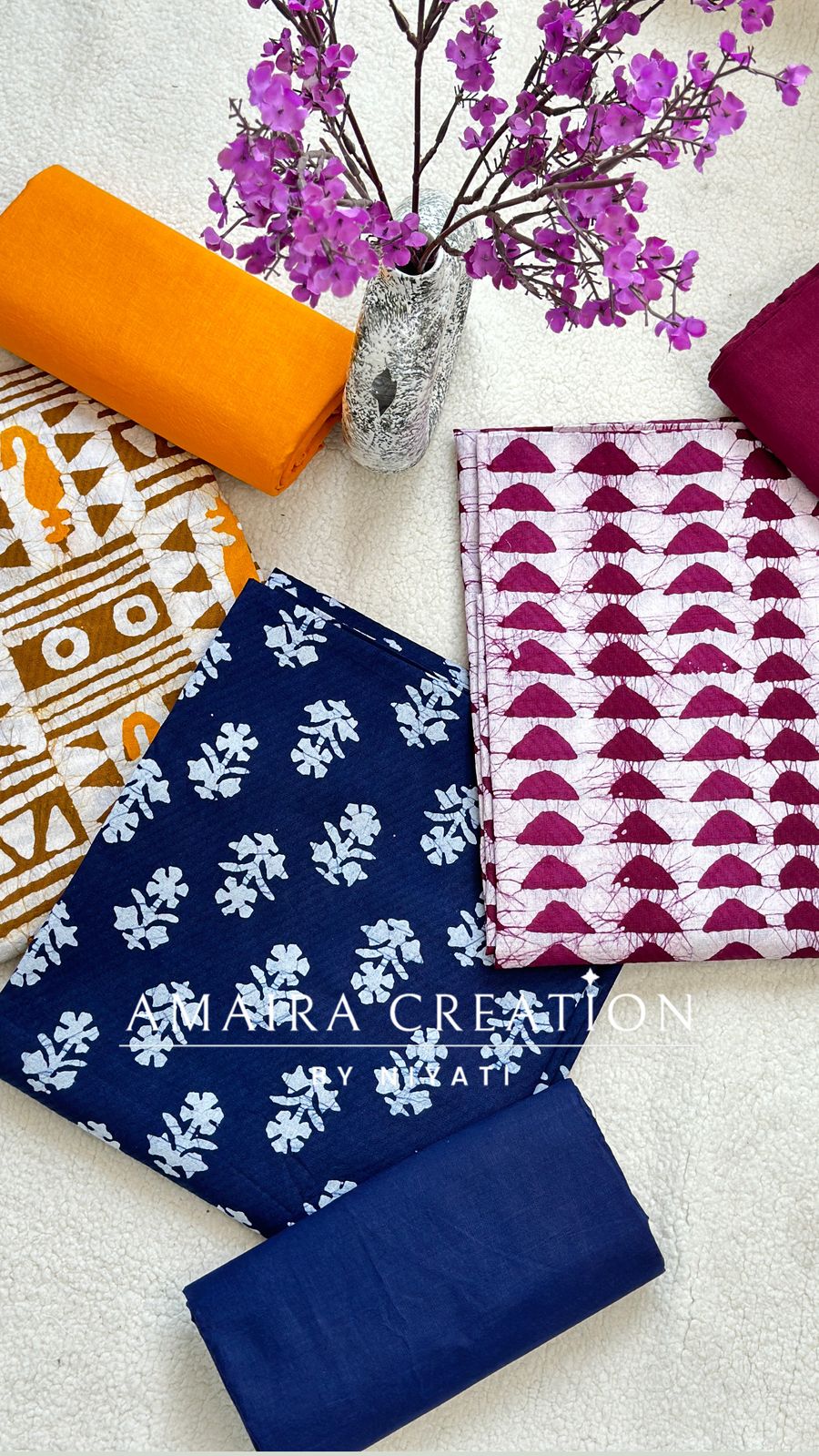 Batik Print Cotton Fabric Unstitch Suit With Kota Doria Dupatta
