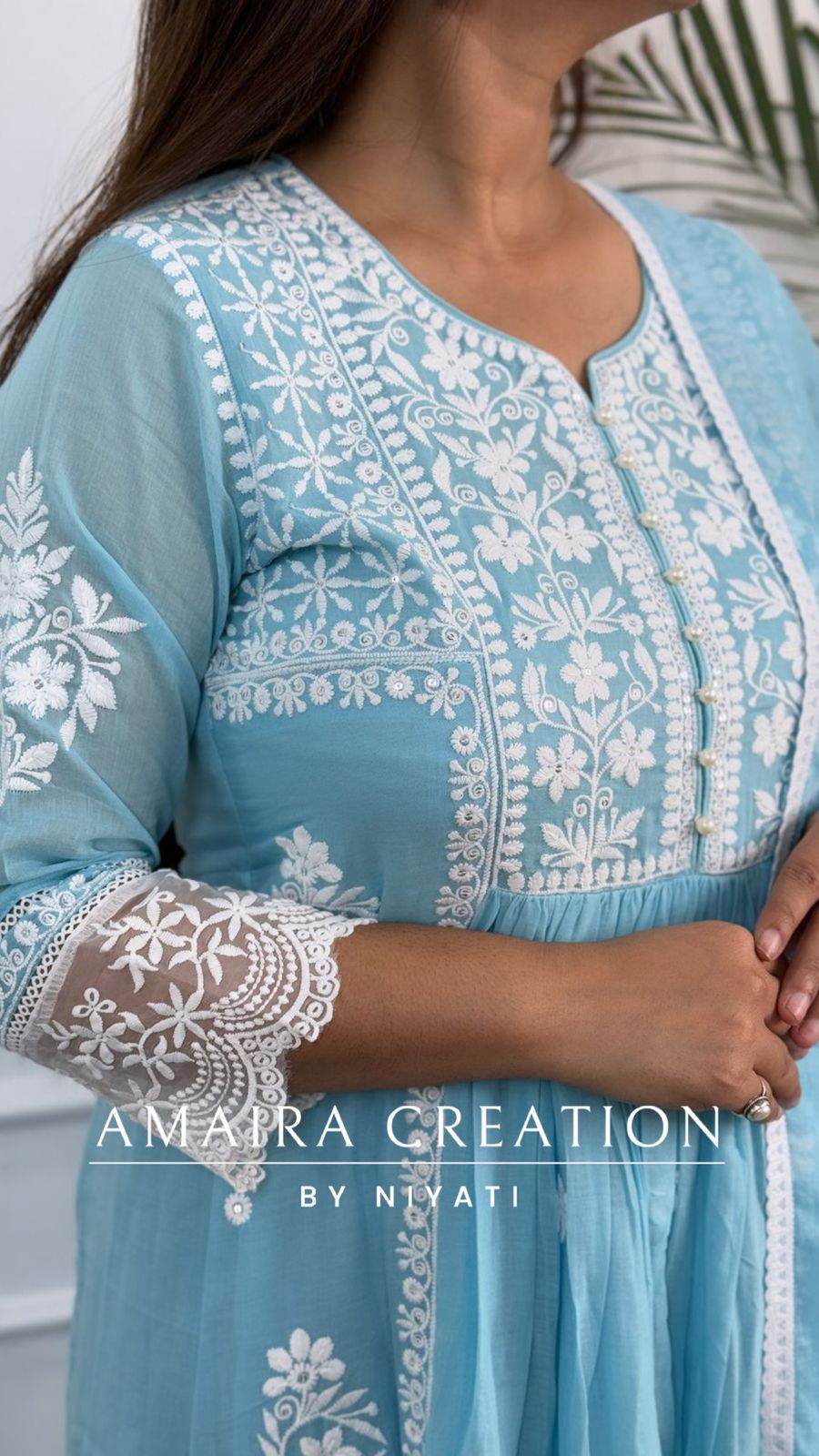 Mul Cotton Thread Embroidery Anarkali Set