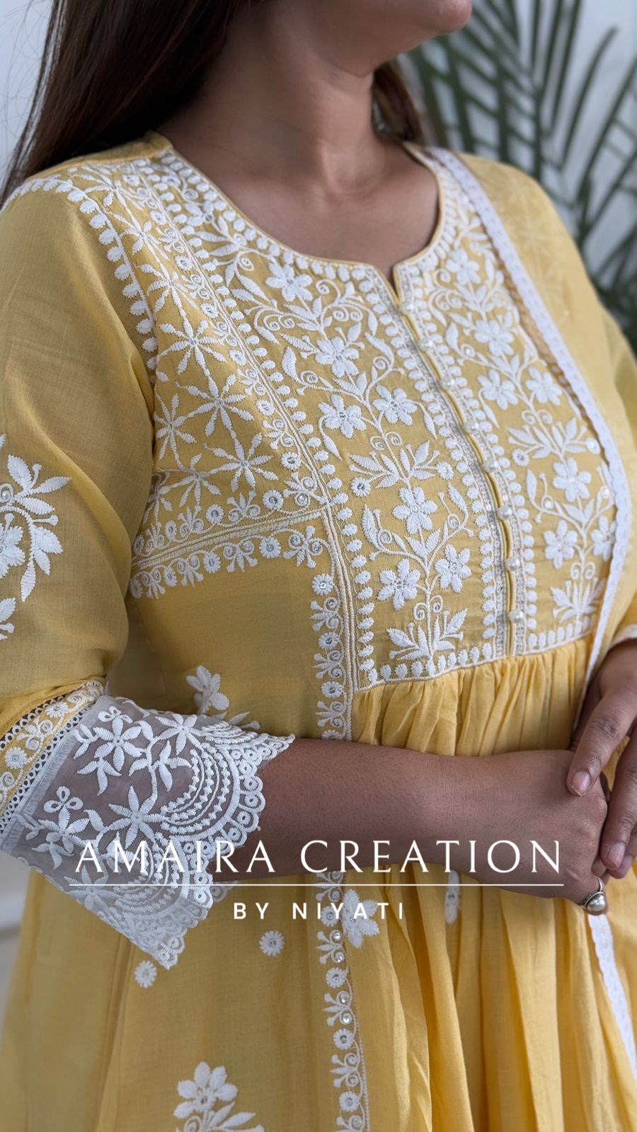 Mul Cotton Thread Embroidery Anarkali Set