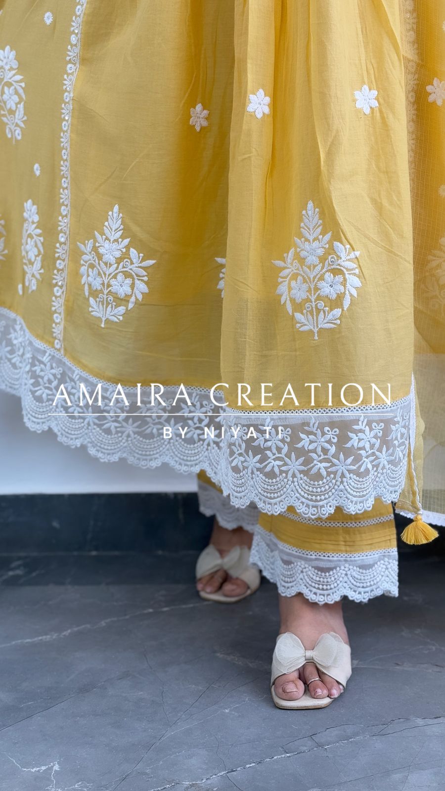 Mul Cotton Thread Embroidery Anarkali Set
