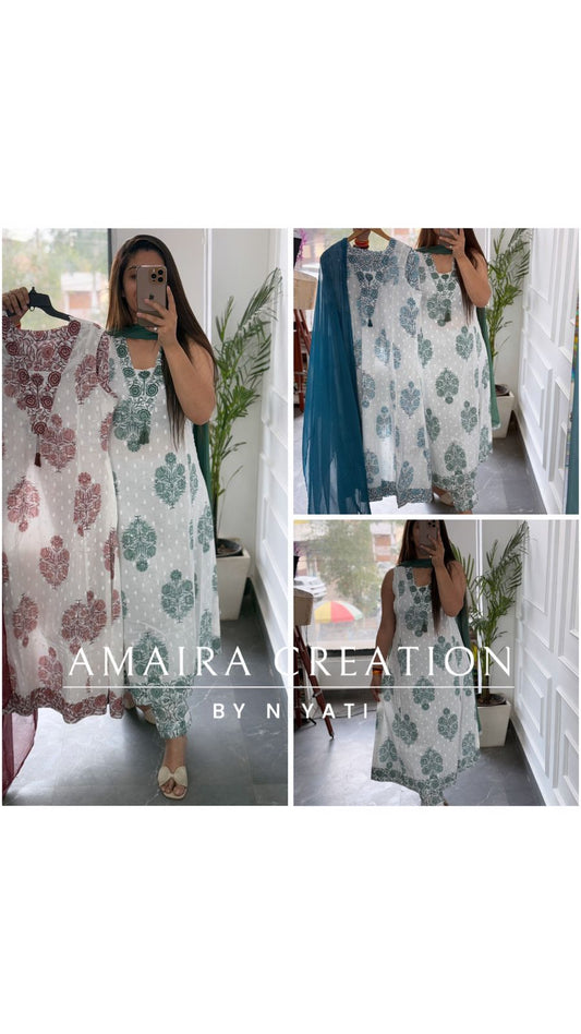 Cotton Fabric A-line Pant Set (17 Inches Sleeves Available)