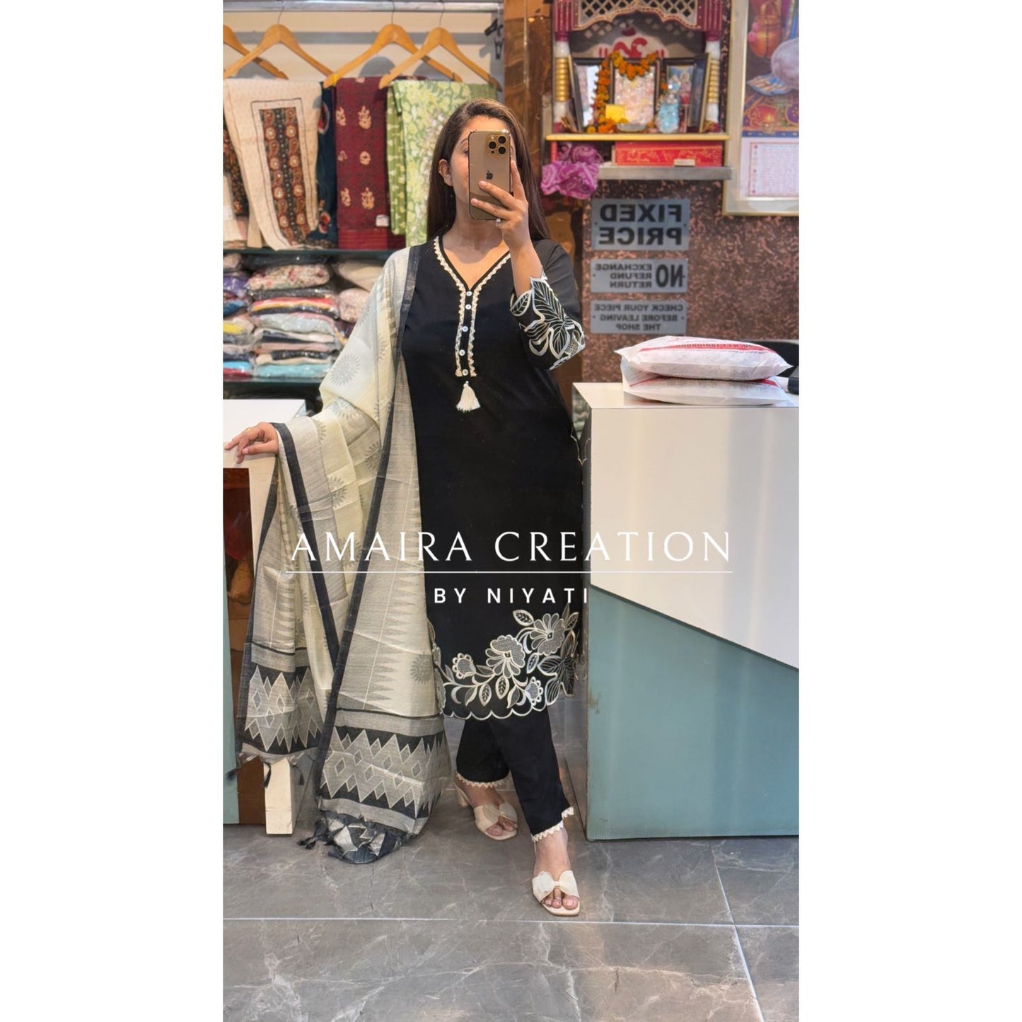Reyon Fabric Black Pakistani Suit