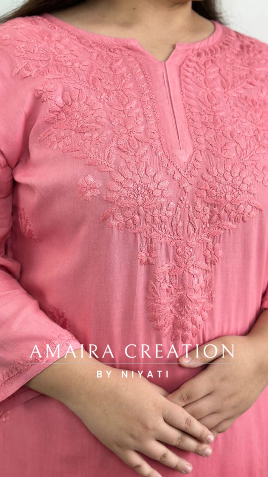 Peach Reyon Lakhnavi Ombre Kurta Pant Set
