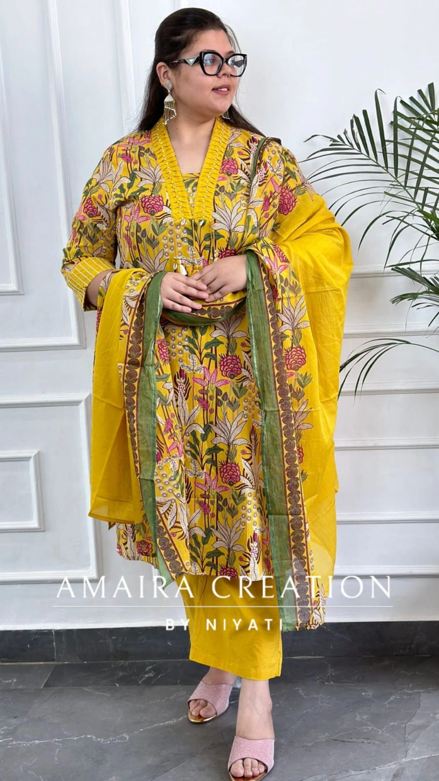 Cotton Floral Print  Suit