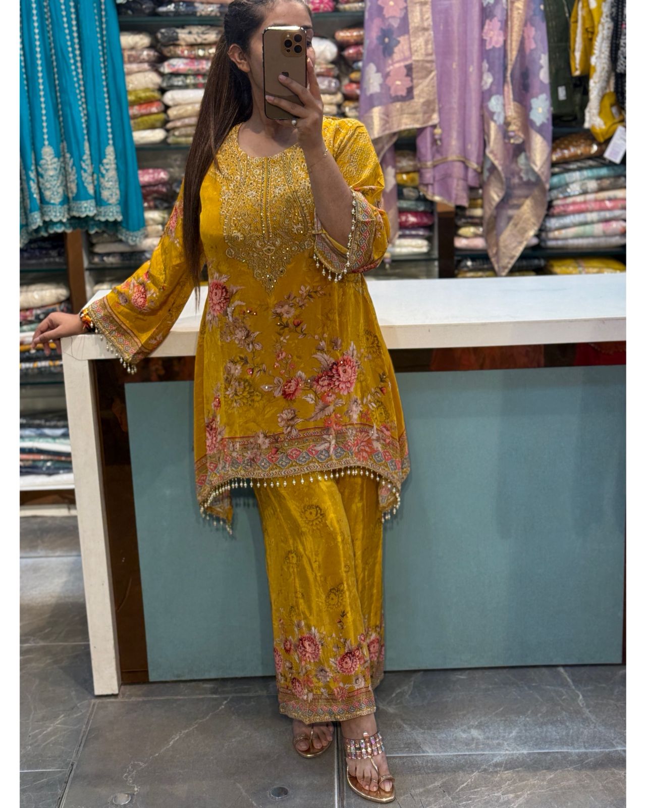 Designer crepe fabric c cut set
