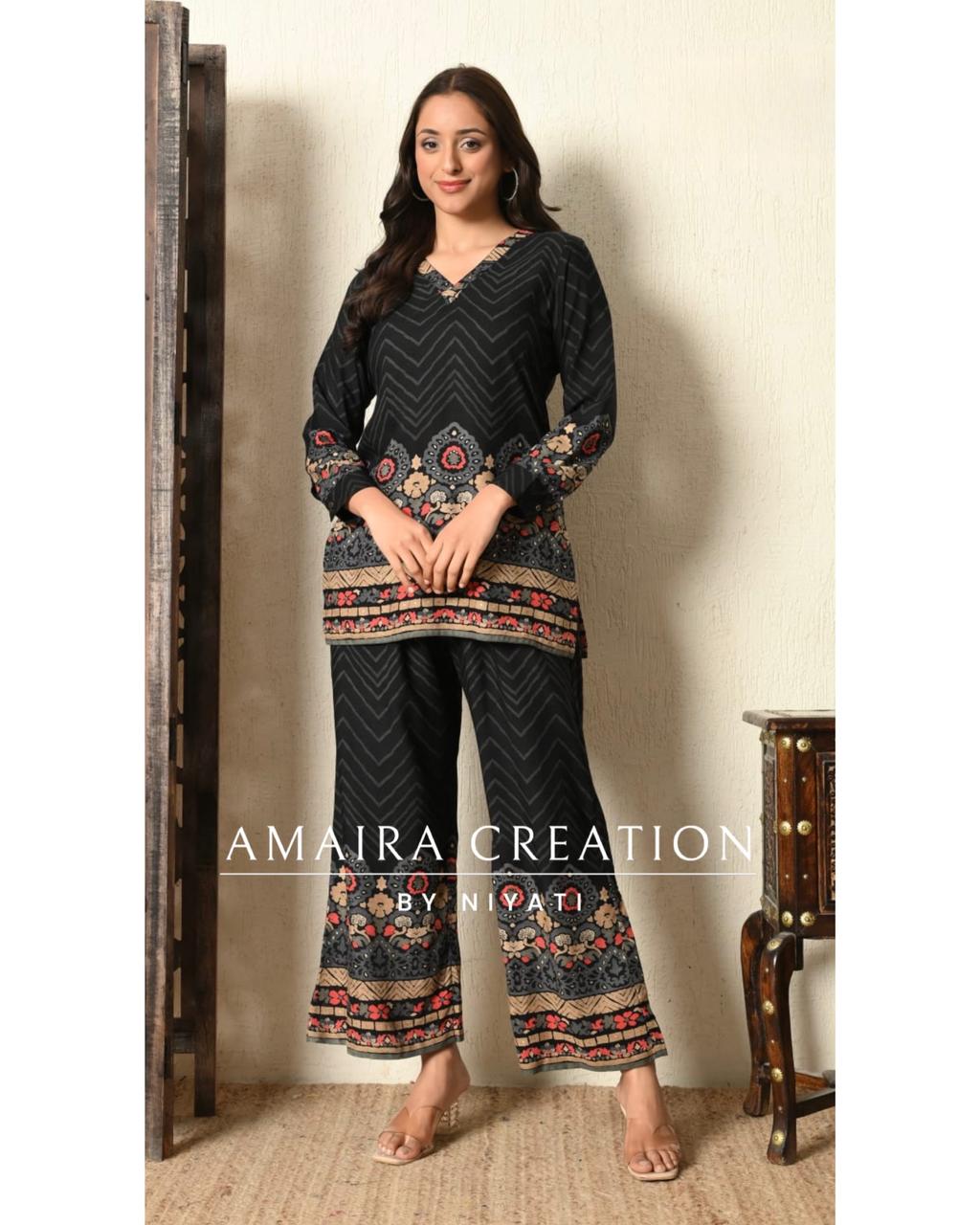 Black Reyon Fabric Cord Set
