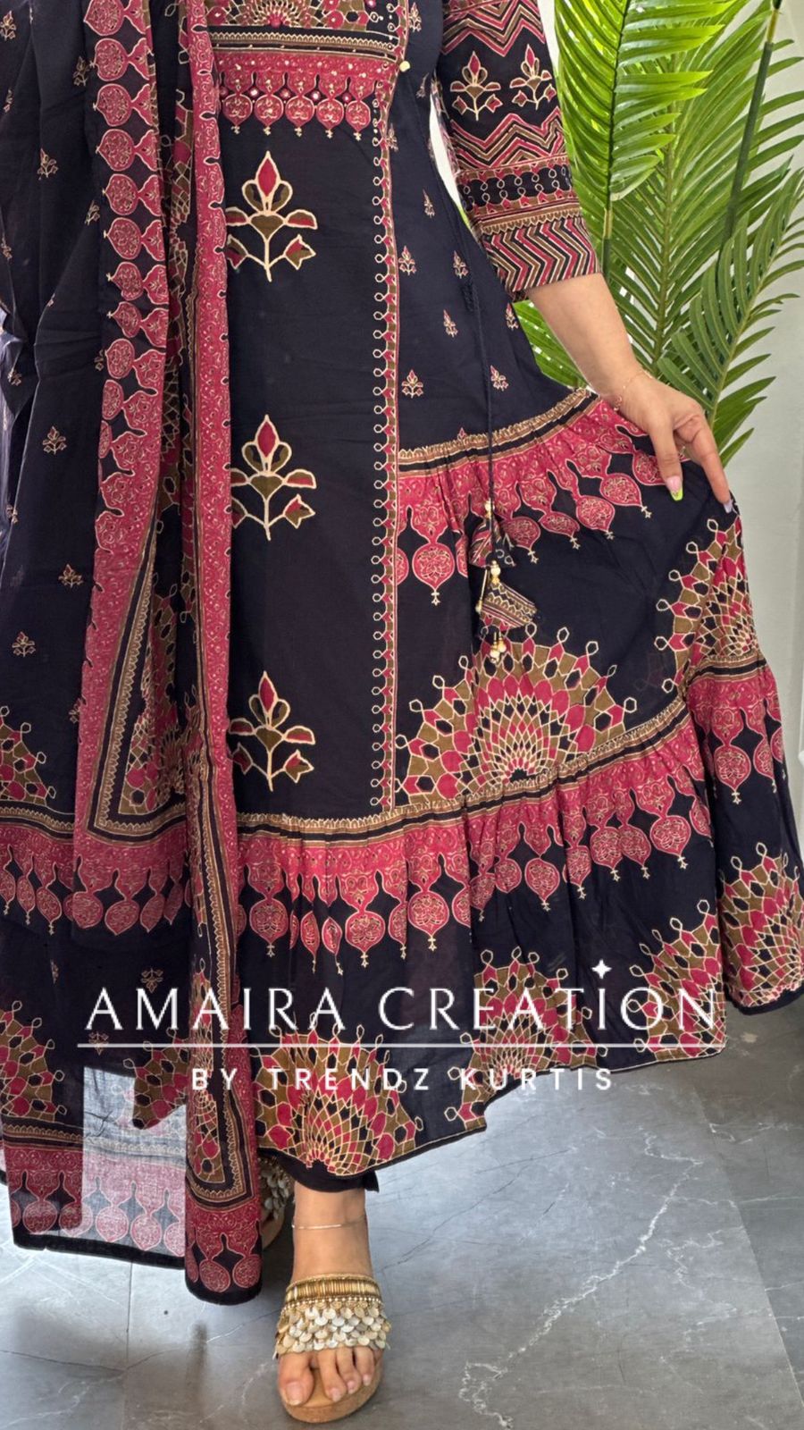 Premium Cotton Navy Blue Anarkali Set