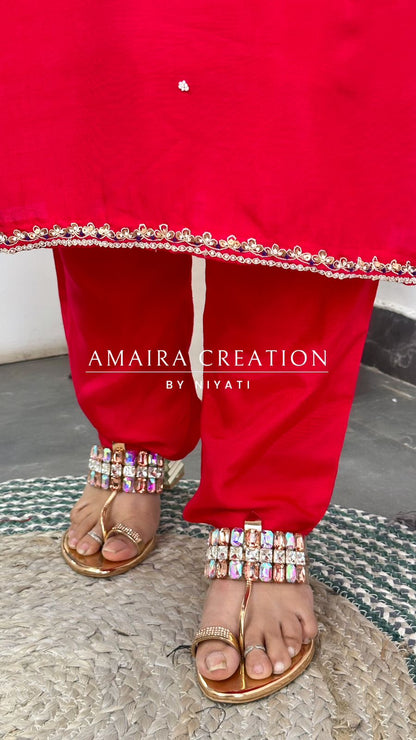 Magenta Dola Silk Pant Set