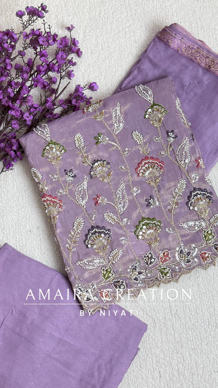 Silk Fabric Heavy Unstitch Suit