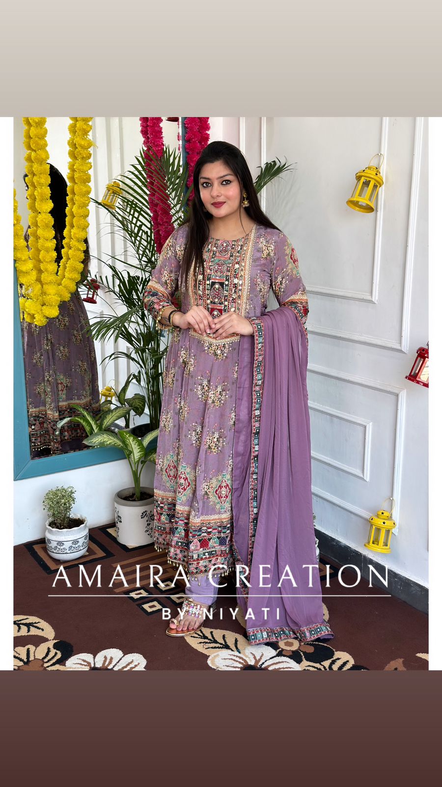 Lavender Crepe Anarkali Set