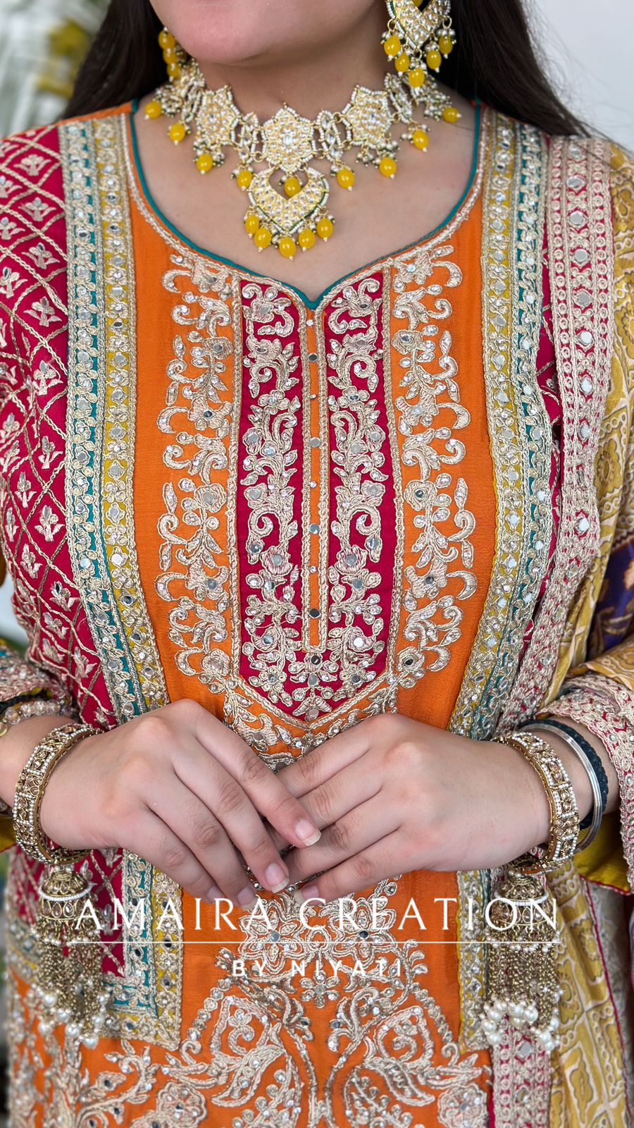 Orange Garara Set with Rajasthani Dupatta