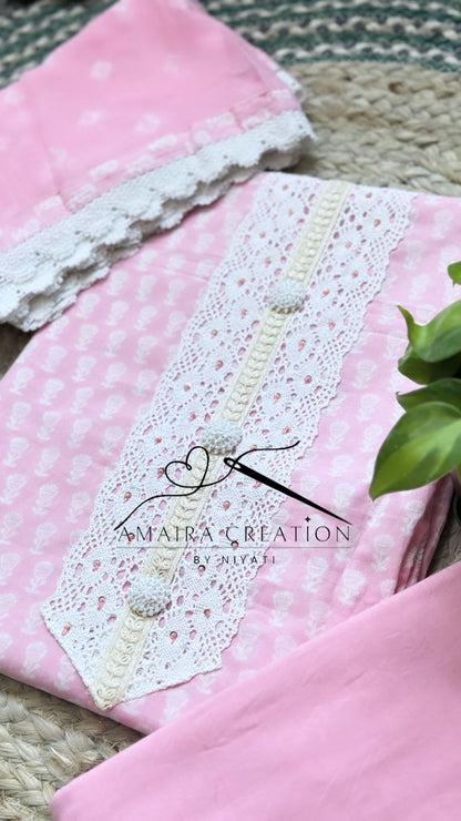 Premium Cotton Suit With Chiffon Dupatta