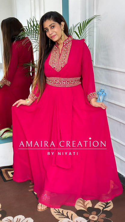 Trendy Drape Dress With (Beautiful Handwork Belt)