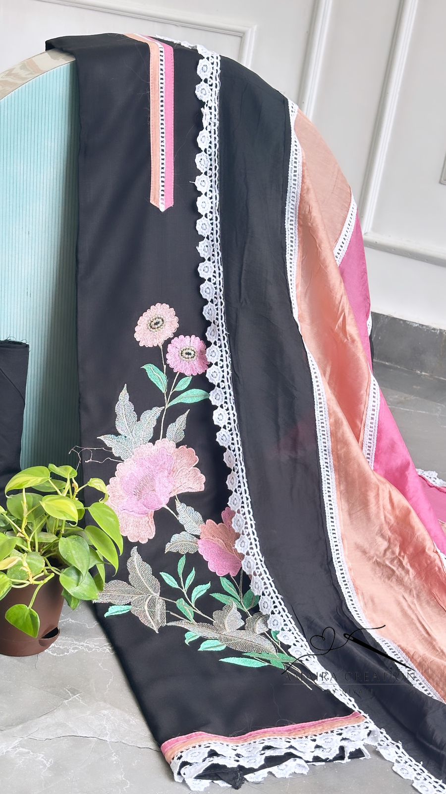 Thread Embroidery Unstitch Suit