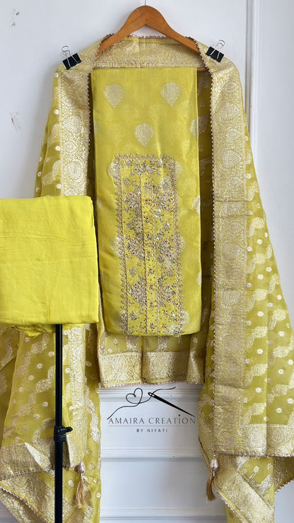 Glass Tissue Fabric Banarsi Unstitch suit