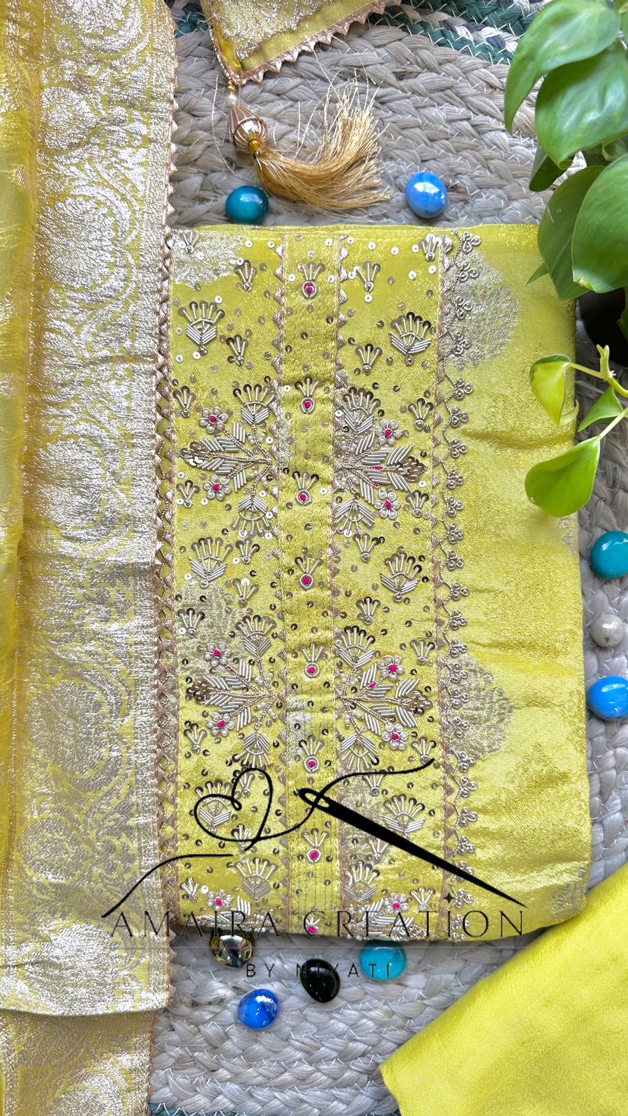 Glass Tissue Fabric Banarsi Unstitch suit