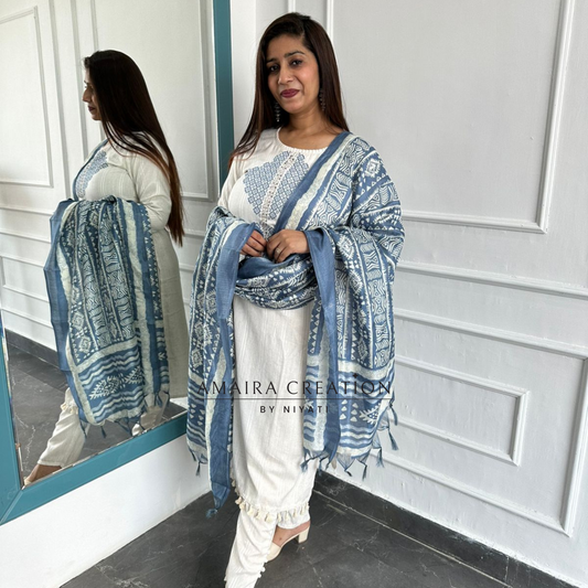 Cotton Suit With Printed Dupatta