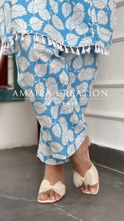 Powder Blue Cotton Cord Set(Sleeves Available)