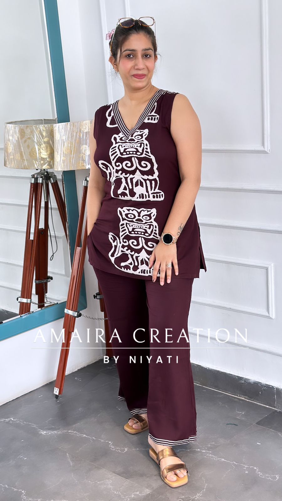 Lion Print Reyon Fabric Co-ord Set