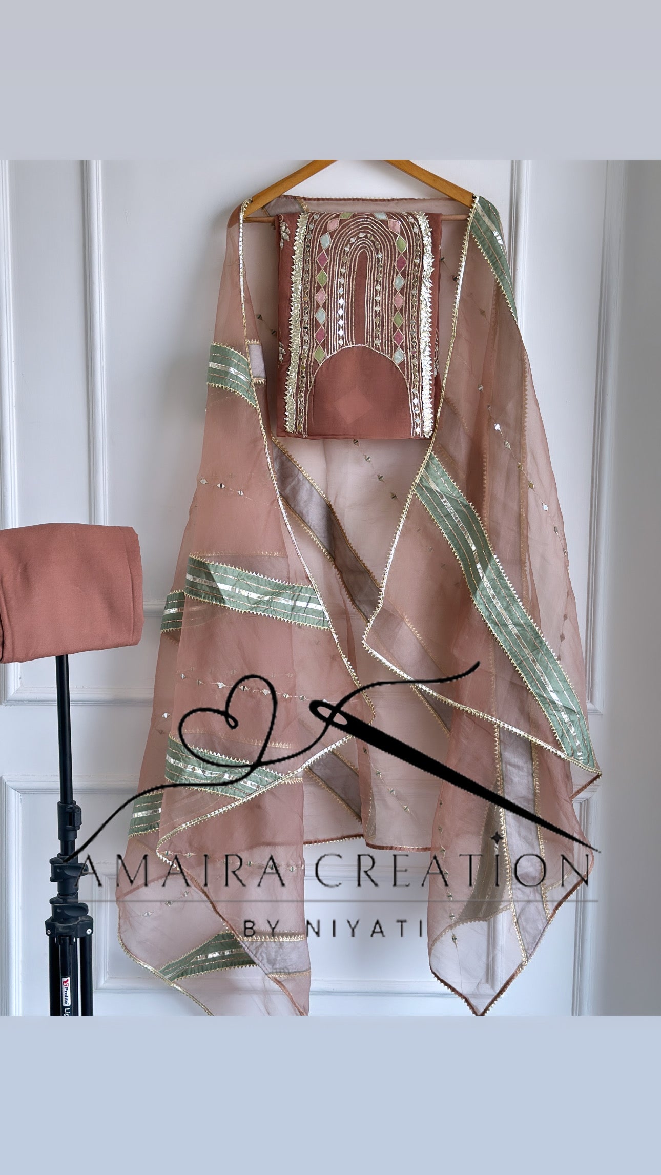 Organza Fabric Unstitched Suit with Organza Dupatta