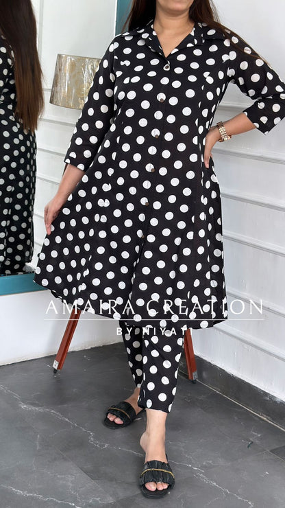 Black Polka Dot Cotton Co-ord