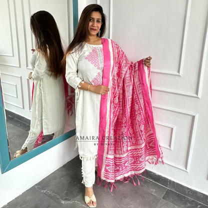 Cotton Suit With Printed Dupatta