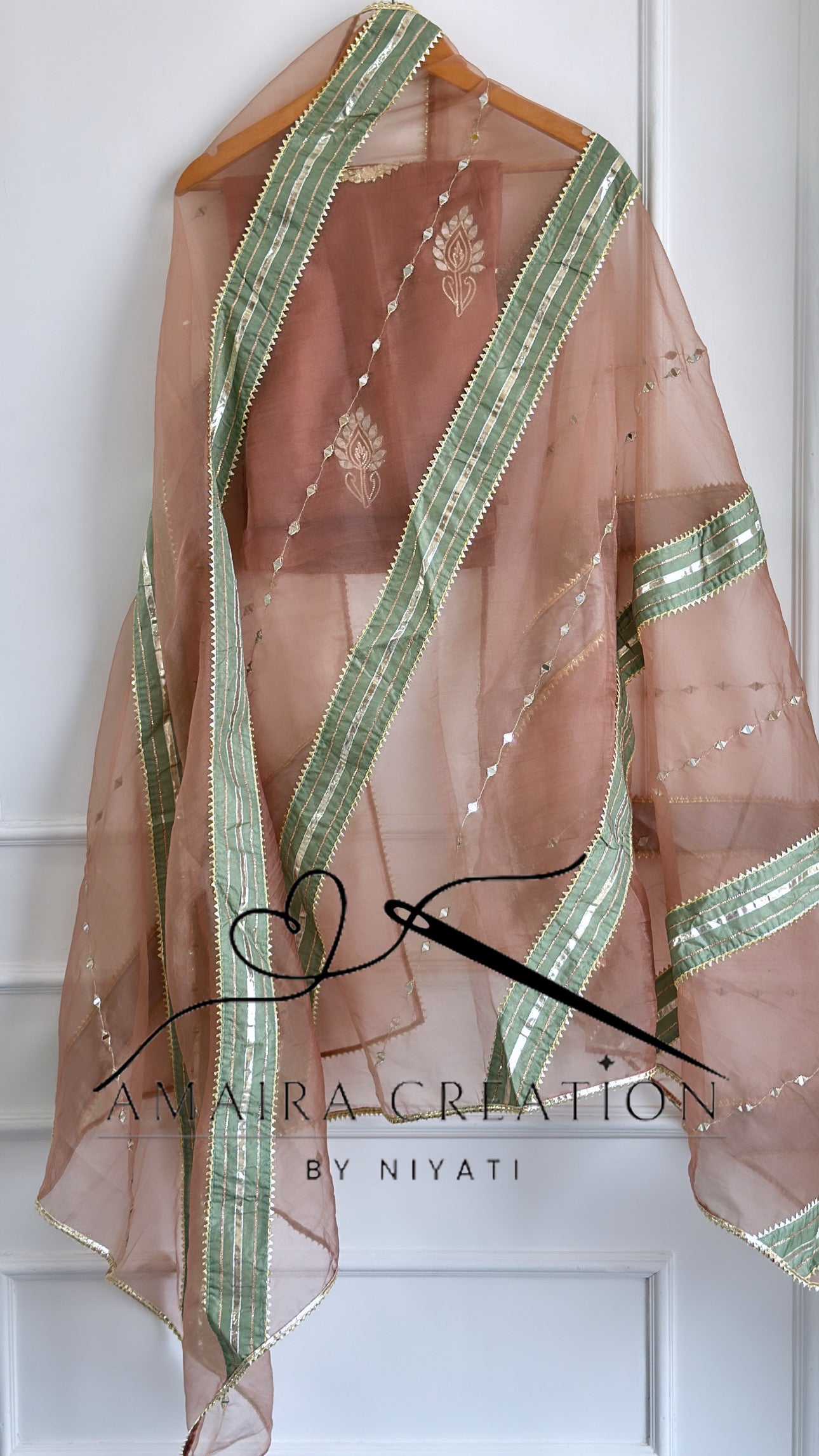 Organza Fabric Unstitched Suit with Organza Dupatta