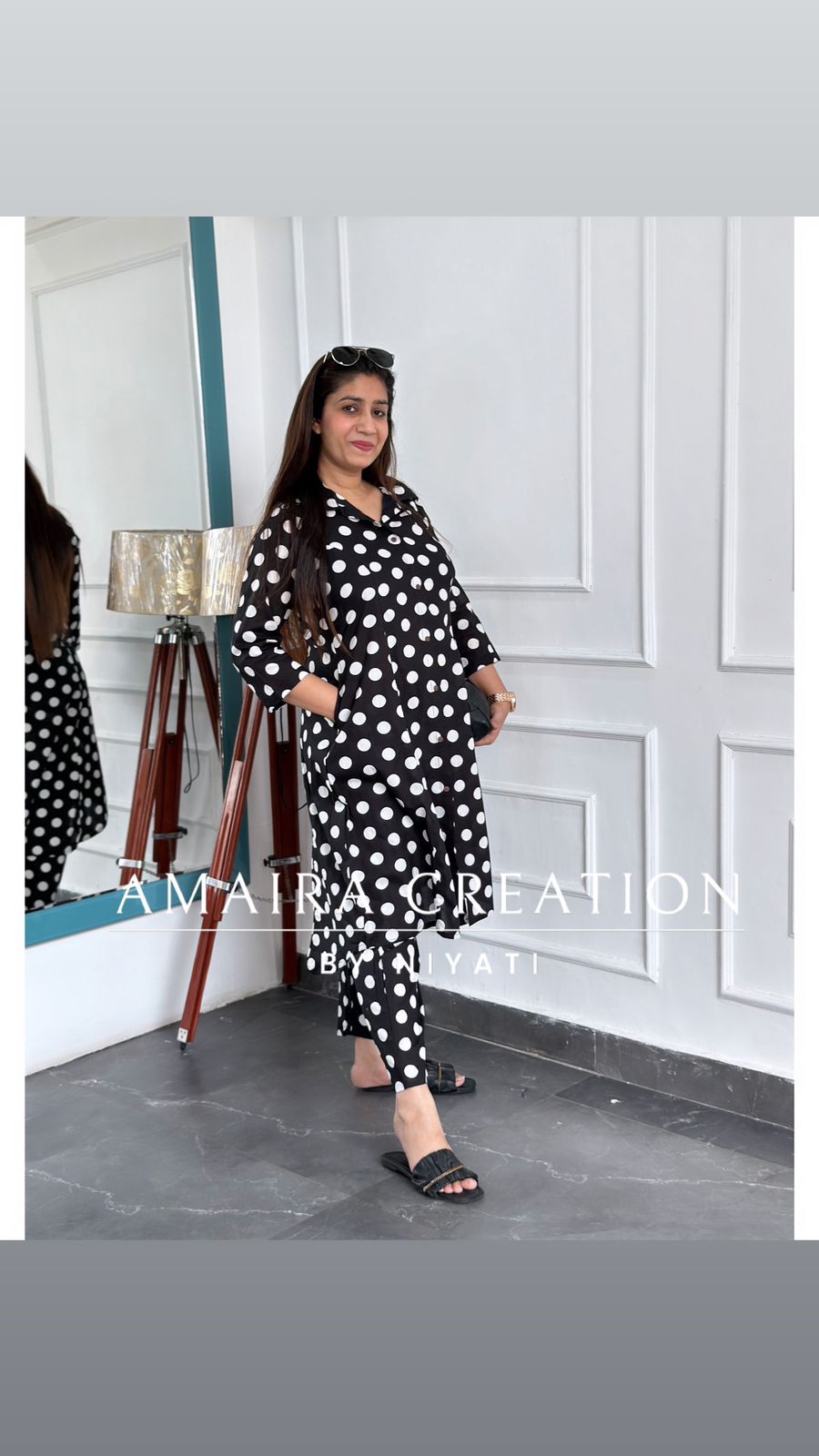 Black Polka Dot Cotton Co-ord