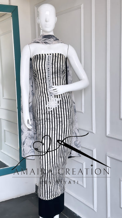 Glazed Cotton With Chiffon Dupatta