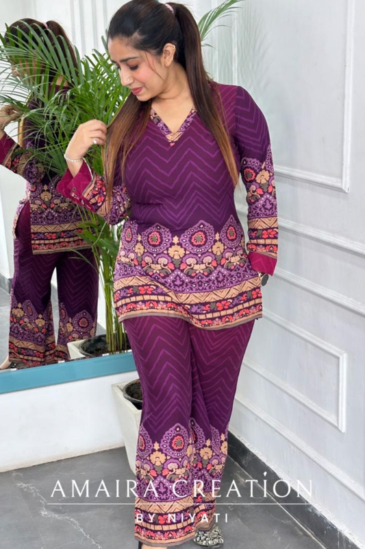 Rich Purple And Navy Blue Color Coord Set