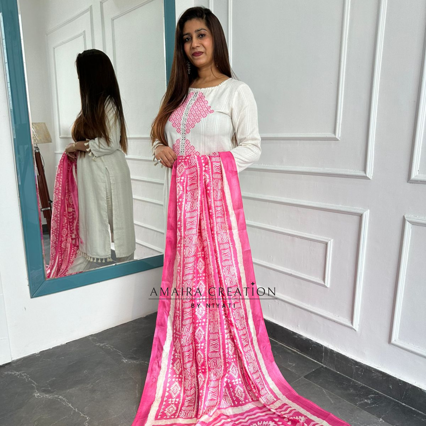 Cotton Suit With Printed Dupatta