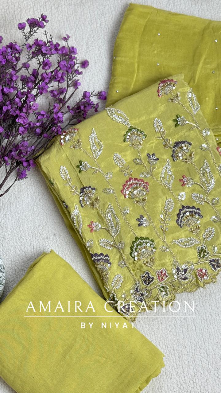 Silk Fabric Heavy Unstitch Suit