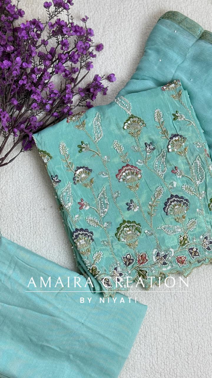 Silk Fabric Heavy Unstitch Suit