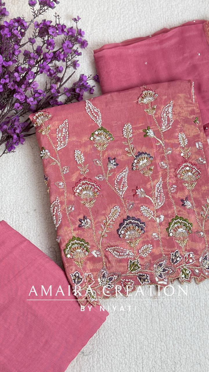 Silk Fabric Heavy Unstitch Suit