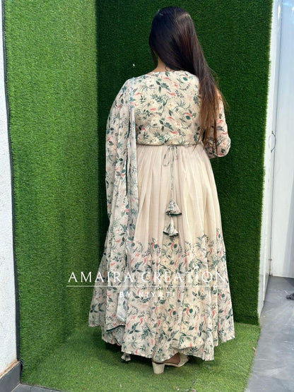 Chiku Colour Shiffon Anarkali Set