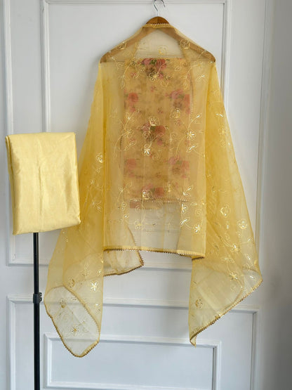 Organza Fabric Unstitched Suit