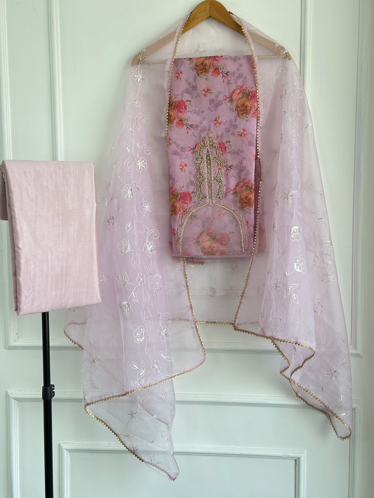 Organza Fabric Unstitched Suit