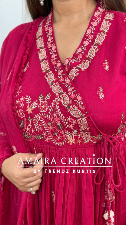 Premium Cotton Beautiful Anarkali Handwork Set